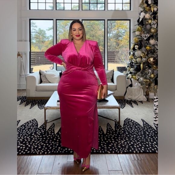 Eloquii Knot front Velvet Maxi Dress NWT - Picture 2 of 7